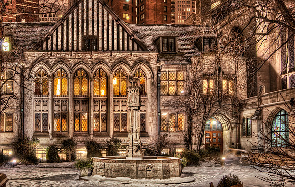 Courtyard of Fourth Presbyterian Church on Michigan Avenue - Downtown Chicago
