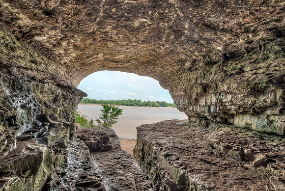 Close View: Inside a Cave on a Cliff Over the Ohio River - (Cave in Rock, Illinois)