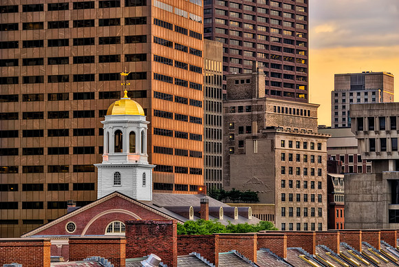 Over Faneuil Hall at Sunset - Boston
