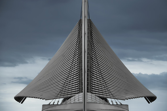 Architectural Wings Closing in Milwaukee Over Lake Michigan (Mil