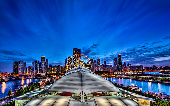 Navy Pier Blue Hour Panorama - Chicago