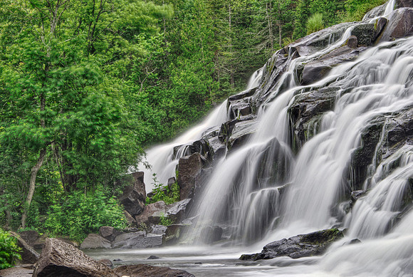 Bond Falls, Upper Peninsula of Michigan - Long Exposure Side View
