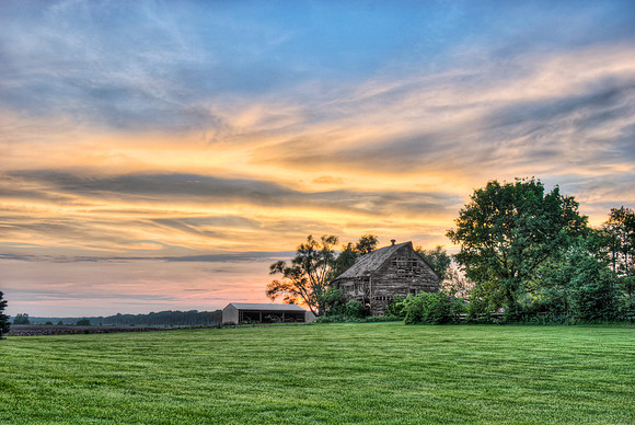 Sunset and a Rotting Barn near Lincoln, Illinois