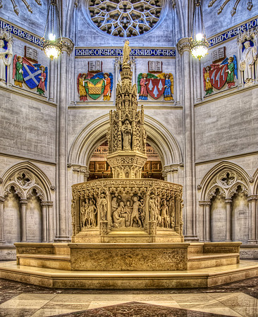 Marble Fountain Inside Saint John the Divine Church in New York