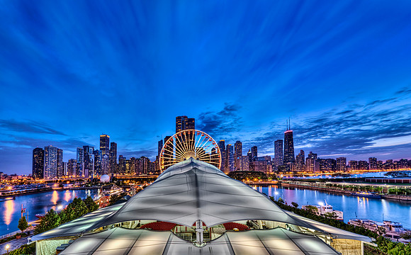 Navy Pier Blue Hour Panorama - Chicago