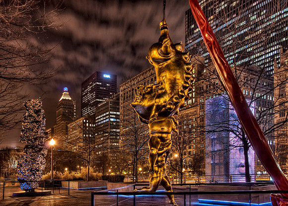 Millennium Park Statues at Night - Chicago