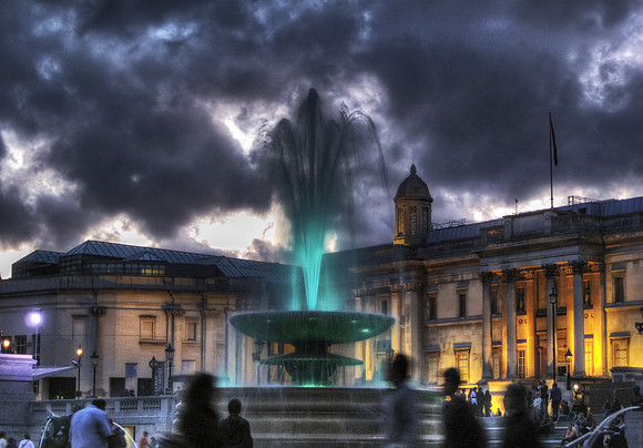 Trafalgar Square at Night - Blue