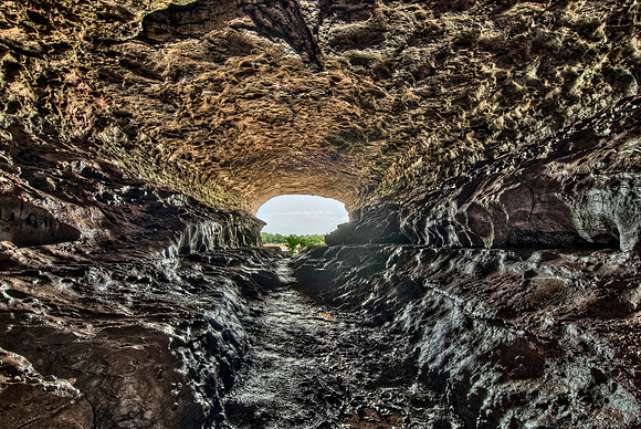 Wide View: Inside a Cave on a Cliff Over the Ohio River - (Cave in Rock, Illinois)