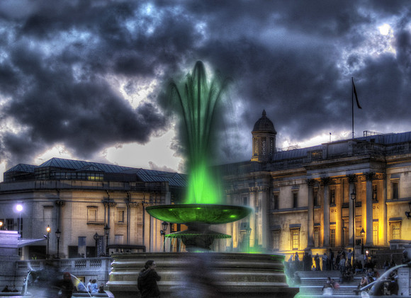 Trafalgar Square at Night - Green