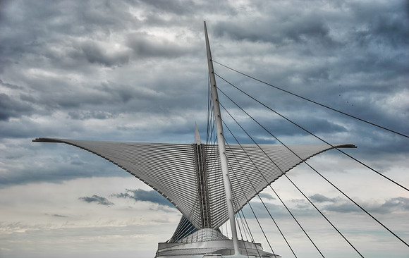 Architectural Wings Open in Milwaukee Over Lake Michigan (Milwau