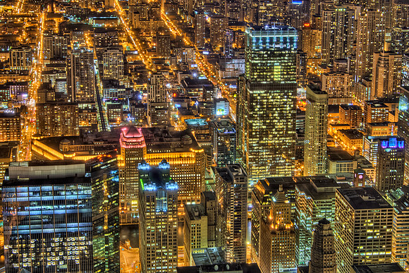 Aerial North Over the Merchandise Mart - Golden Chicago