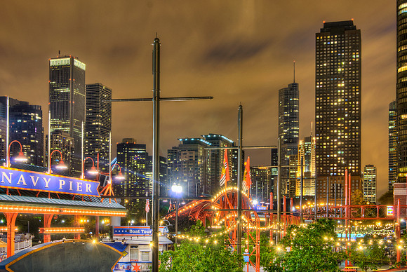 Navy Pier Masts at Night