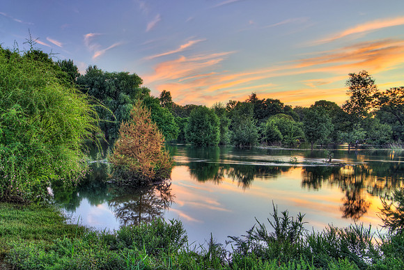 Sunset Over a Lake at Morton Arboretum (Glen Ellyn, Illinois)