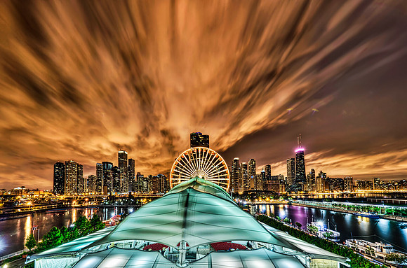 Golden Navy Pier Monster Panorama - Chicago