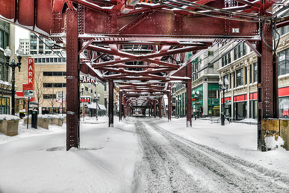 Abandoned Chicago Loop During the Blizzard of Feb. 2011